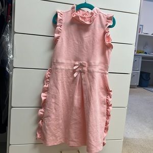 Pink ruffle knit dress